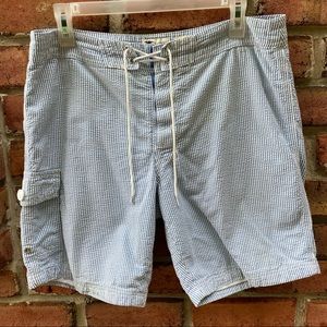 J. Crew Seersucker Blue Striped Swim Trunks 31 Men’s Swimsuit